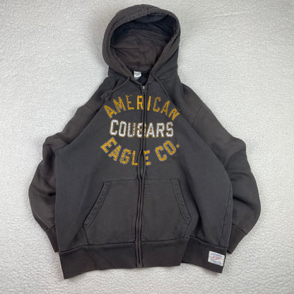 Vintage American Eagle Cougars Brown Zip Up Hoodie
