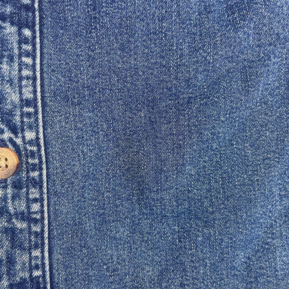 Eddie Bauer Snohomish Blue Denim Flannel Lined Button Up Shirt L