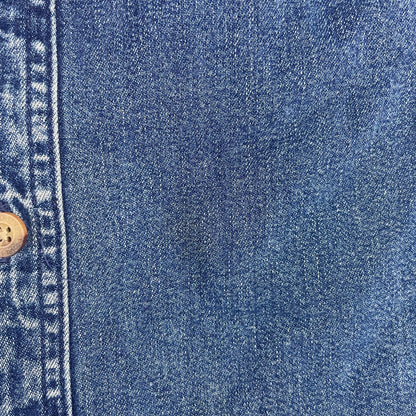 Eddie Bauer Snohomish Blue Denim Flannel Lined Button Up Shirt L