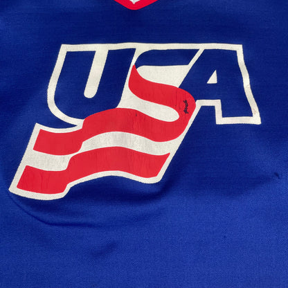 Vintage CCM USA Hockey Jersey Blue White Red Made in Canada