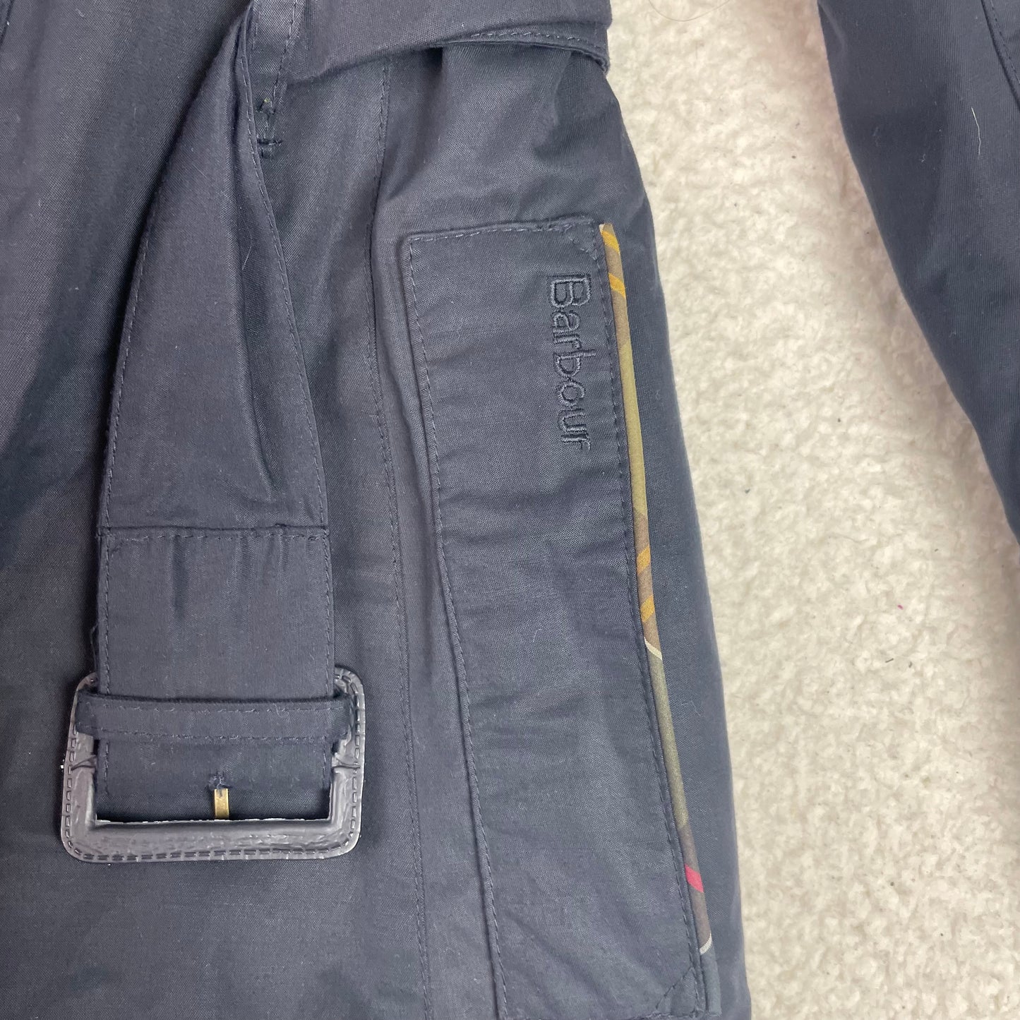 Barbour Navy Blue Waterproof Double Breasted Trench Coat