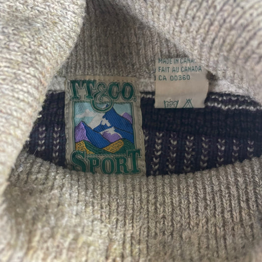 Vintage Fair Isle Aztec Drop Shoulder Turtleneck Sweater