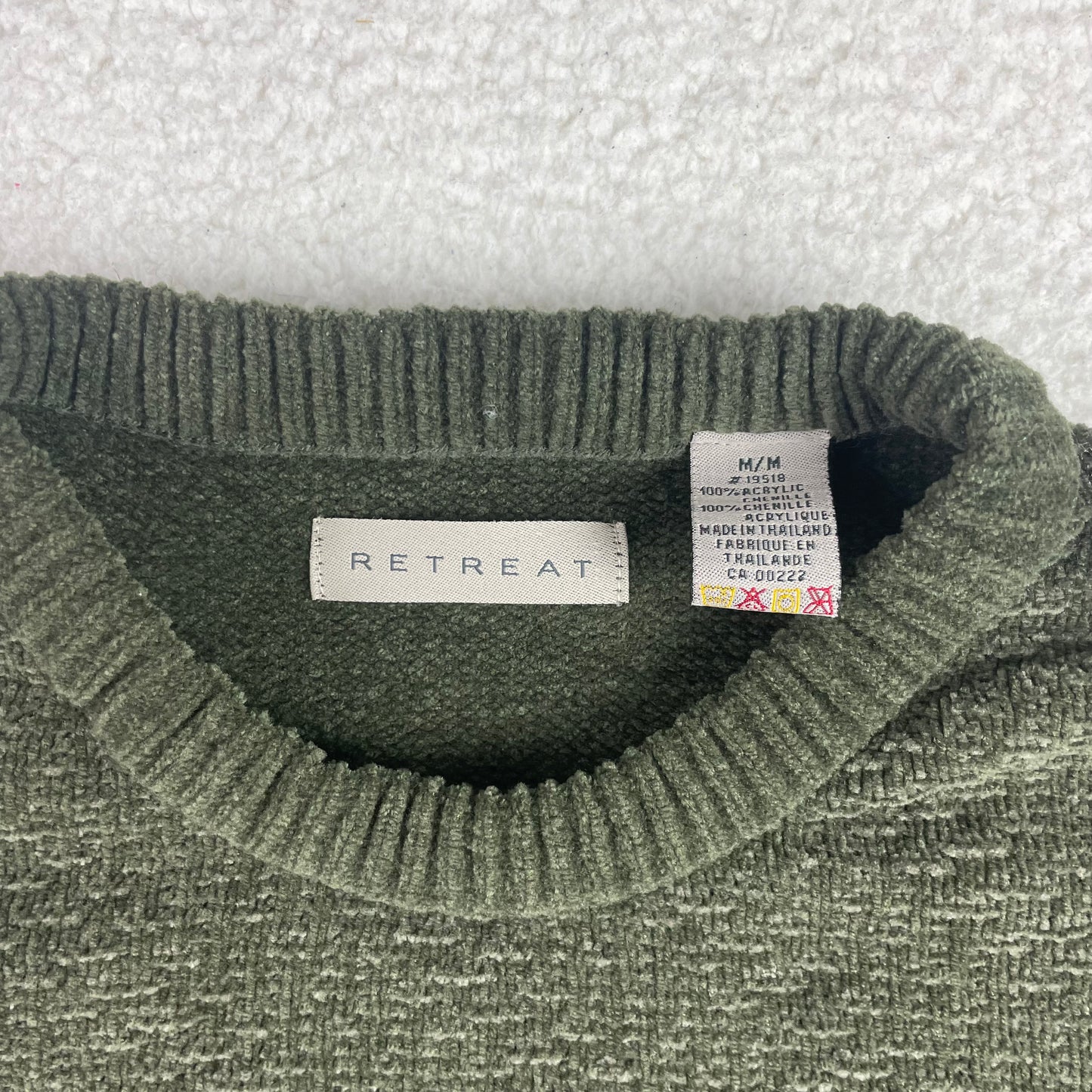 Vintage Chevron Knit Geometric Texture Sage Green Sweater