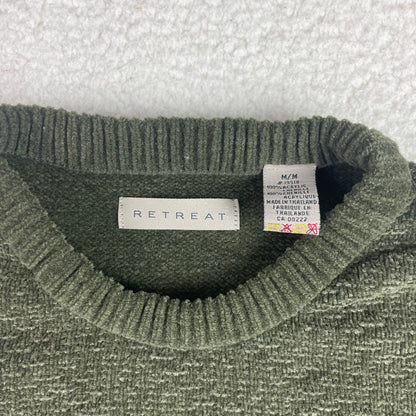 Vintage Chevron Knit Geometric Texture Sage Green Sweater