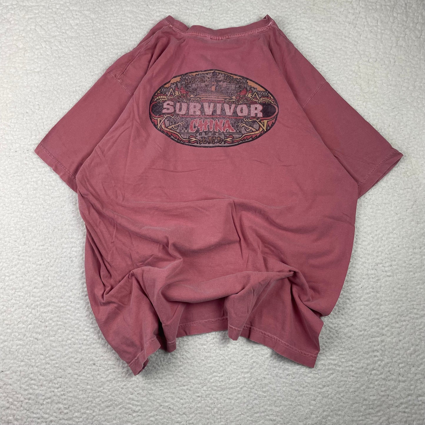 Vintage Survivor China Outlast Salmon Pink Shirt