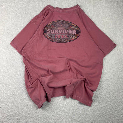 Vintage Survivor China Outlast Salmon Pink Shirt