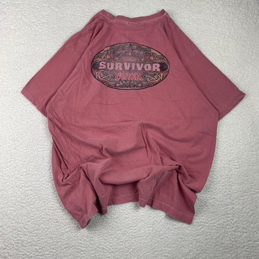 Vintage Survivor China Outlast Salmon Pink Shirt