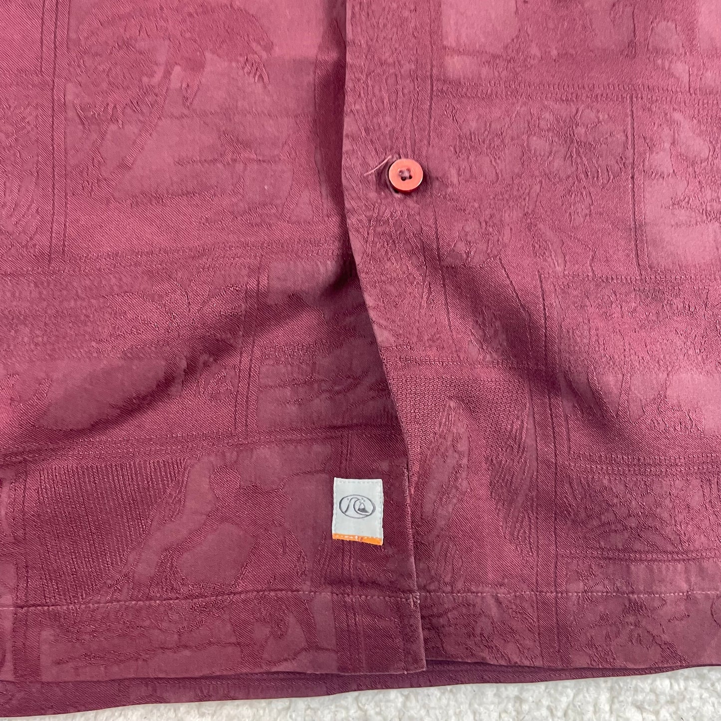 Y2K Quiksilver Tropical Hawaiian Red Button Up Shirt