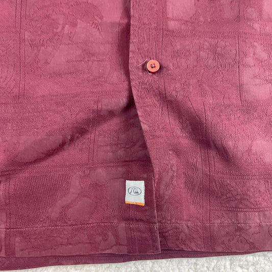 Y2K Quiksilver Tropical Hawaiian Red Button Up Shirt