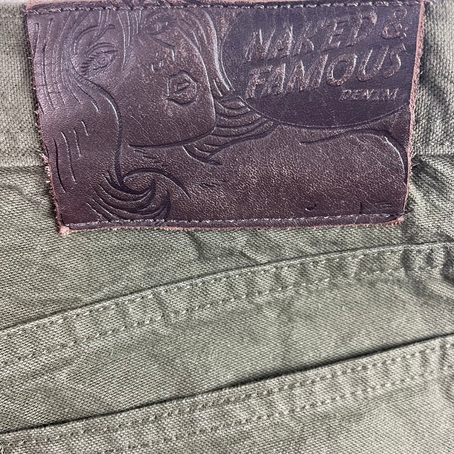 Naked & Famous Army Green Duck Selvedge Jeans