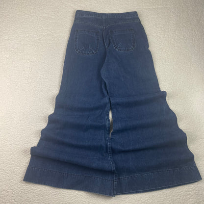 Oak + Fort Dark Blue Wash Wide Leg Flare Bell Bottom Jeans
