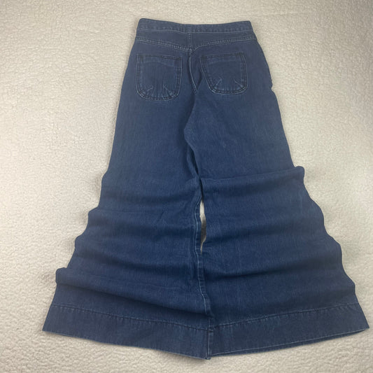 Oak + Fort Dark Blue Wash Wide Leg Flare Bell Bottom Jeans