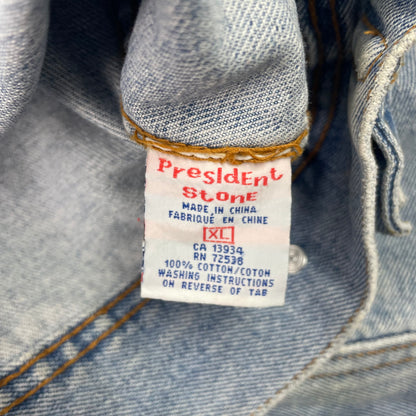 Vintage President Stone Denim Button Up Jacket