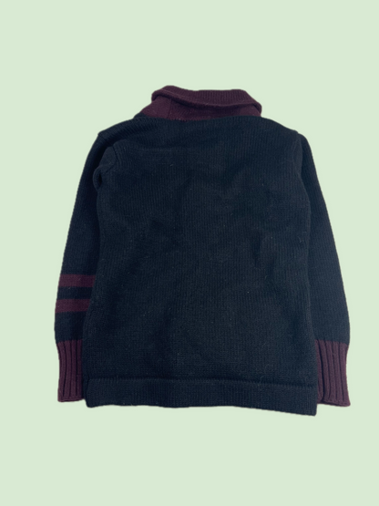 Polo Ralph Lauren Wool Shawl Collar Cardigan RL Crest Black Burgundy