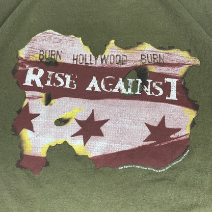 Vintage Rise Against Olive Green Burn Hollywood Burn Band T-Shirt M Grunge