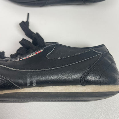 Y2K Diesel Black Leather Low Top Sneakers 7.5 Grunge Streetwear