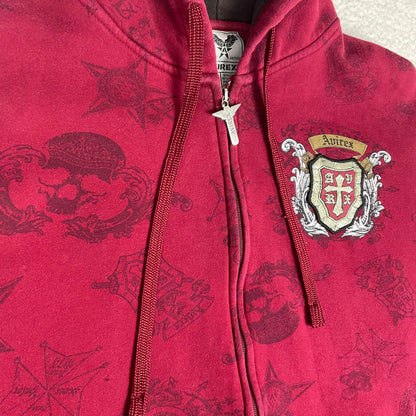 Vintage Y2K Avirex Red Zip Up Y2K Hoodie