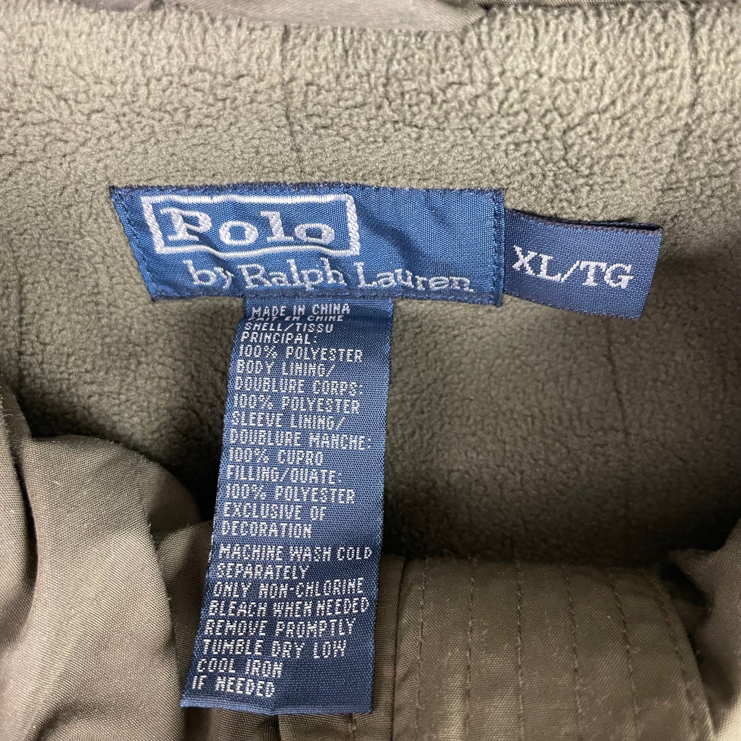 Polo Ralph Lauren Olive Green Full Zip Fleece Lined Jacket
