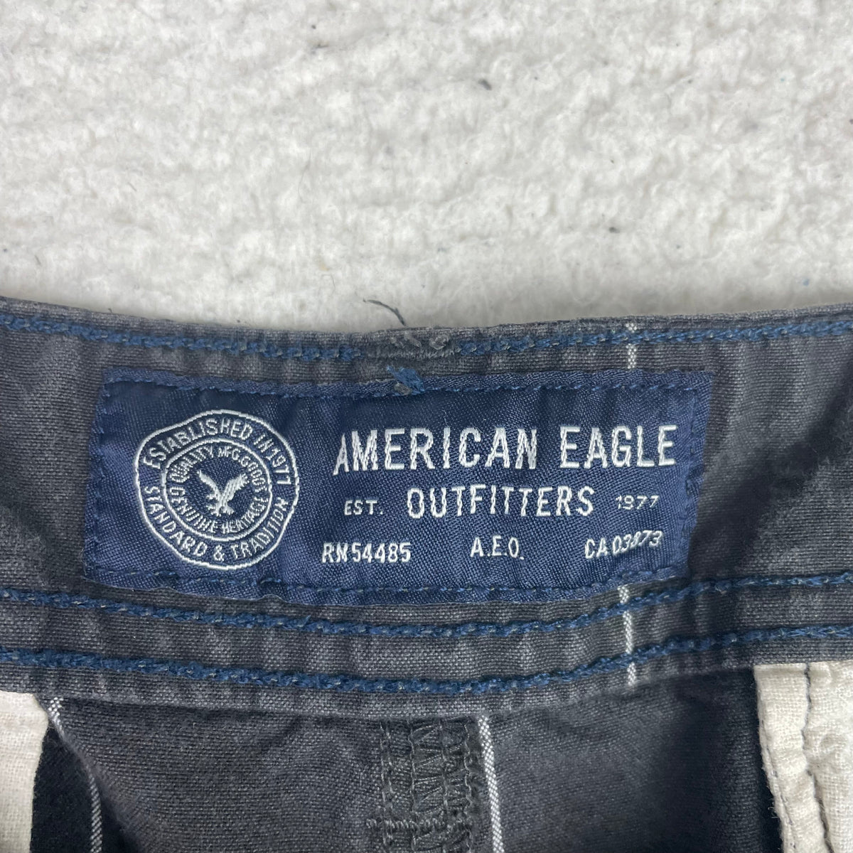 American Eagle Dark Grey Windowpane Grid Cotton Shorts 36 Preppy Casual