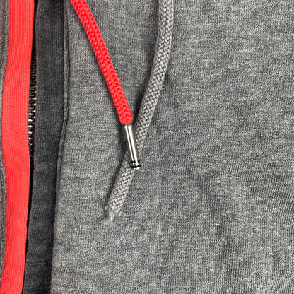 Dirk Bikkembergs Grey Red Sport Full Zip Cotton Hoodie (S)