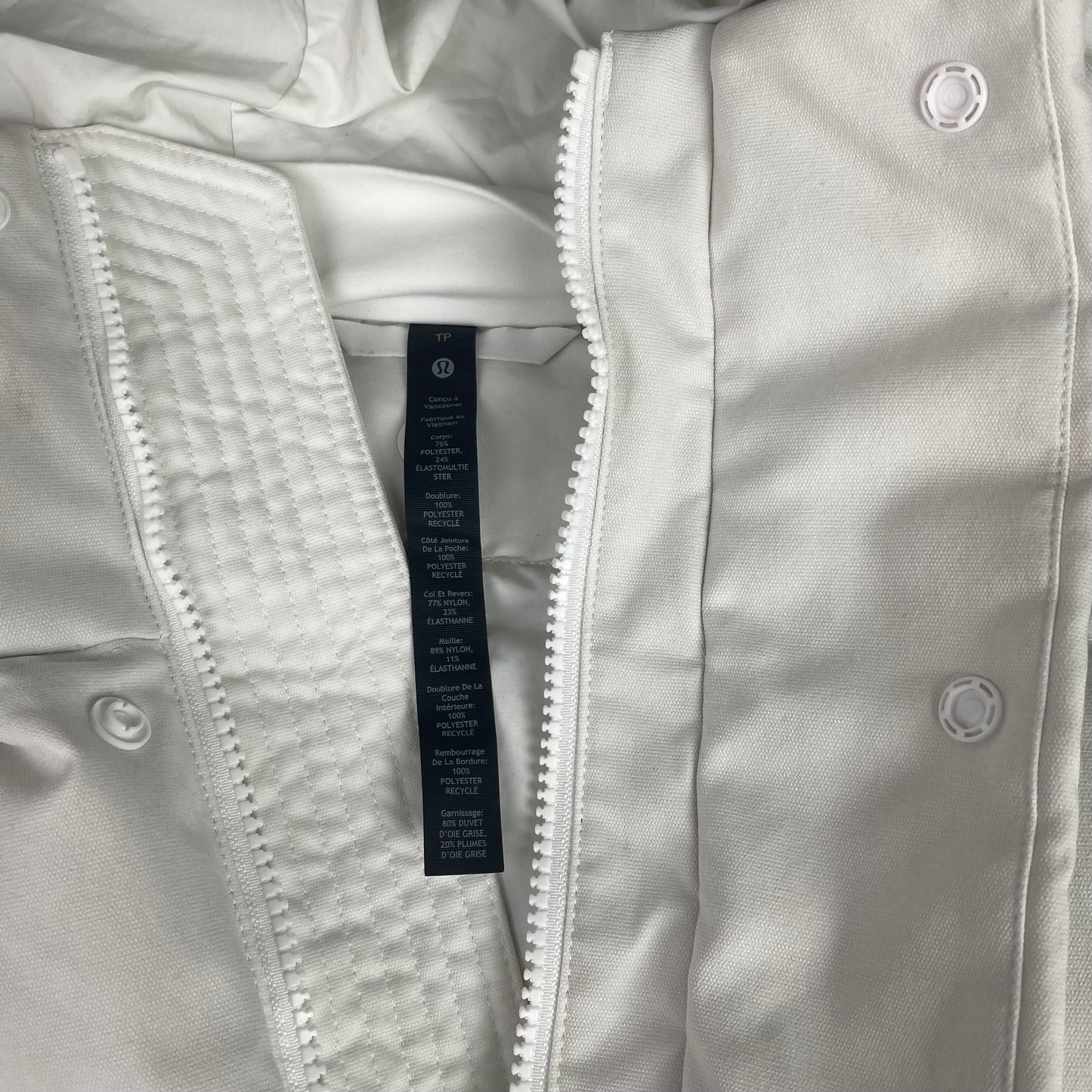 Lululemon Wunder Puff White Hooded Down Puffer Jacket