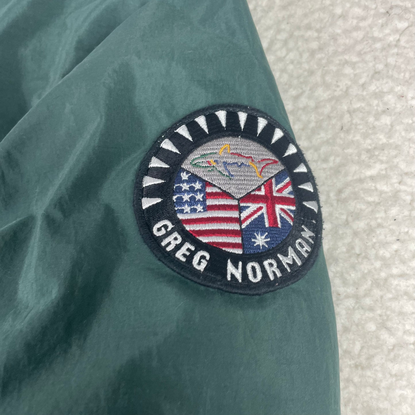 Greg Norman Green Shark Tooth Windbreaker Pullover Jacket