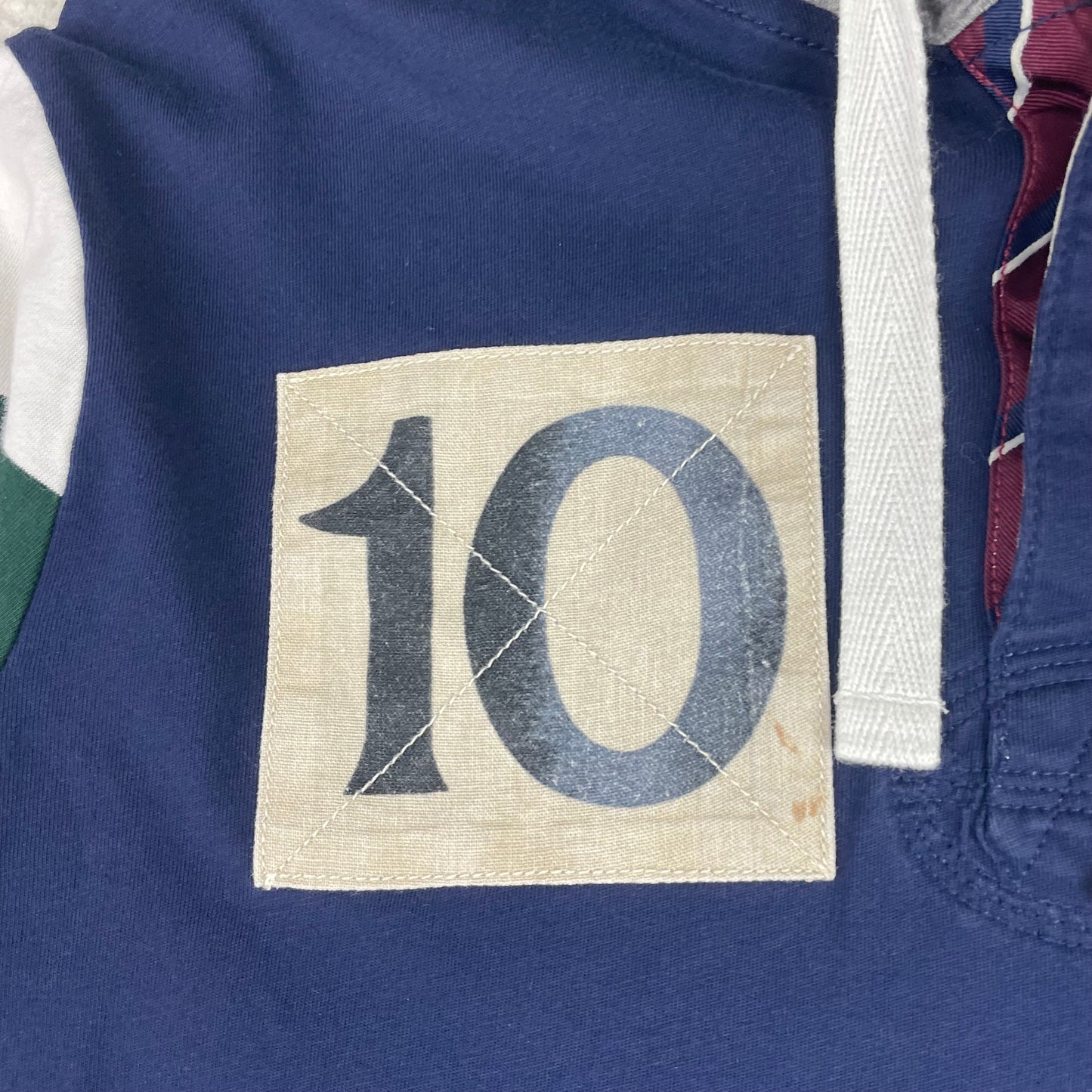Polo Ralph Lauren Bleecker Hooded Rugby Shirt Navy Green Striped Sleeves Crest