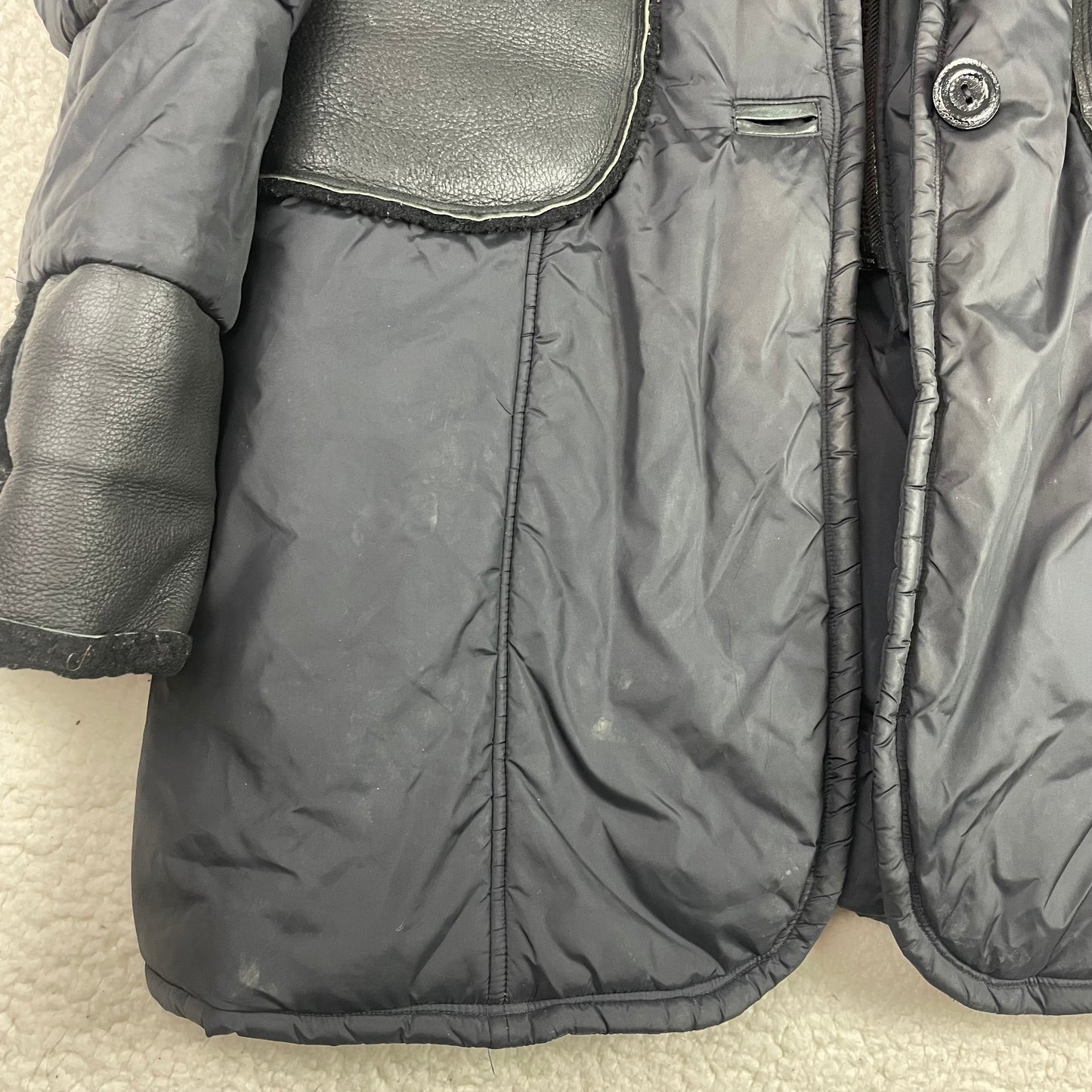 Mackage Black Fur Trim Hooded Puffer Parka Jacket Leather Trim