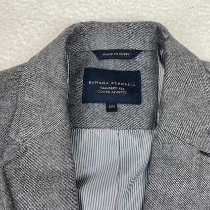 Banana Republic Elbow Patch Twill Gray Wool Blazer