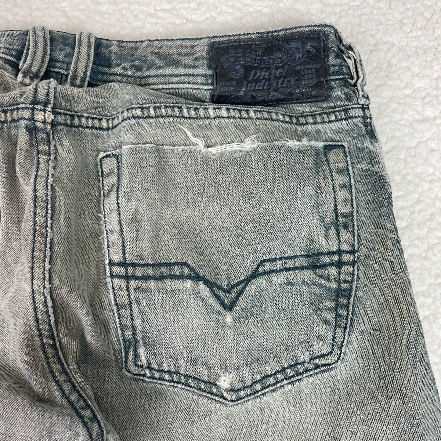 Vintage Diesel Zathan Distressed Light Wash Bootcut Jeans