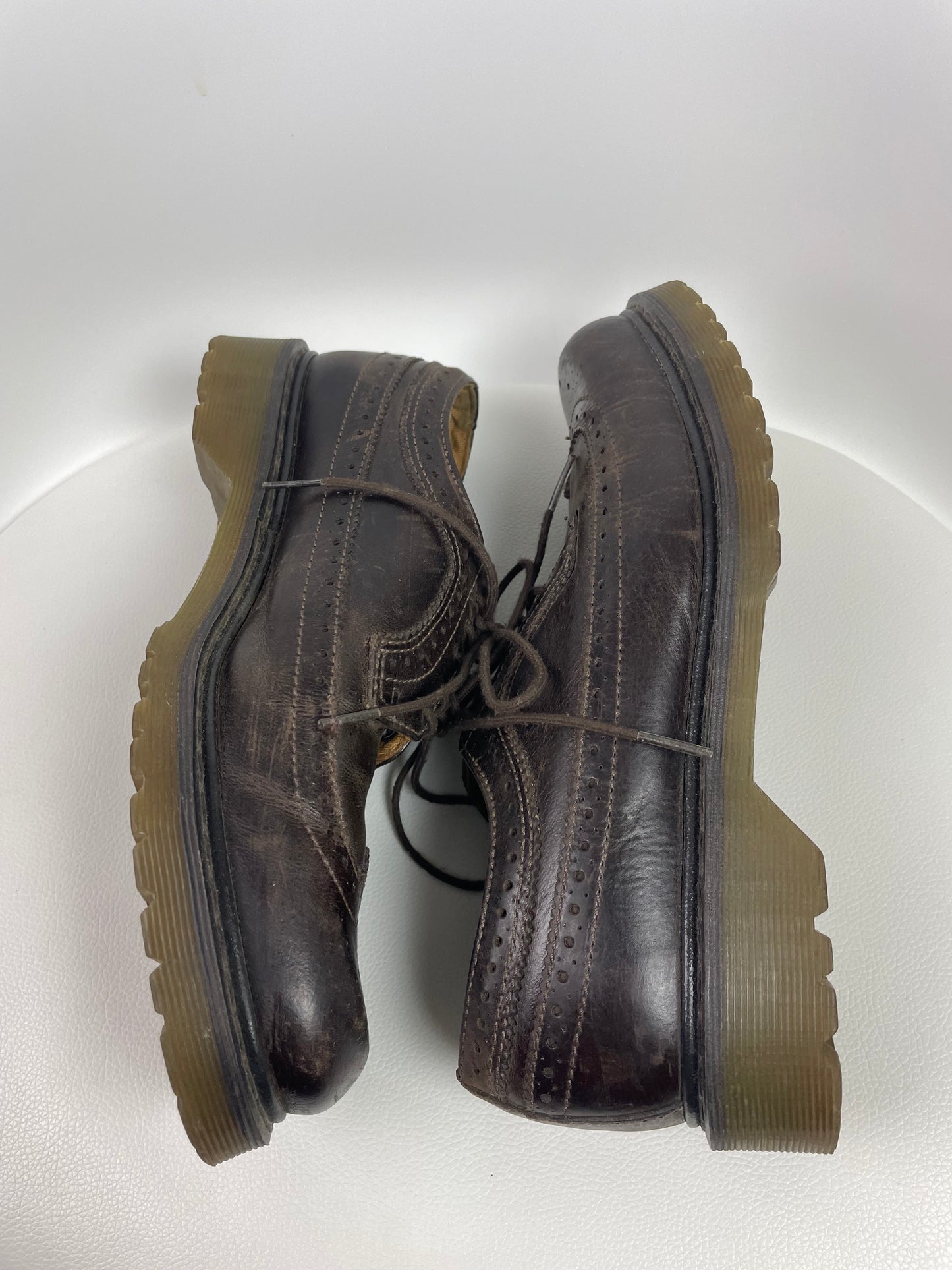 Unisex Doc Martens Wingtip Brogue Oxford Brown Leather Shoes