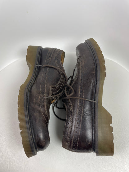 Unisex Doc Martens Wingtip Brogue Oxford Brown Leather Shoes