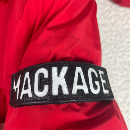 Mackage Aubrey Madalyn Red Hooded Puffer Jacket with Ribbed Trim