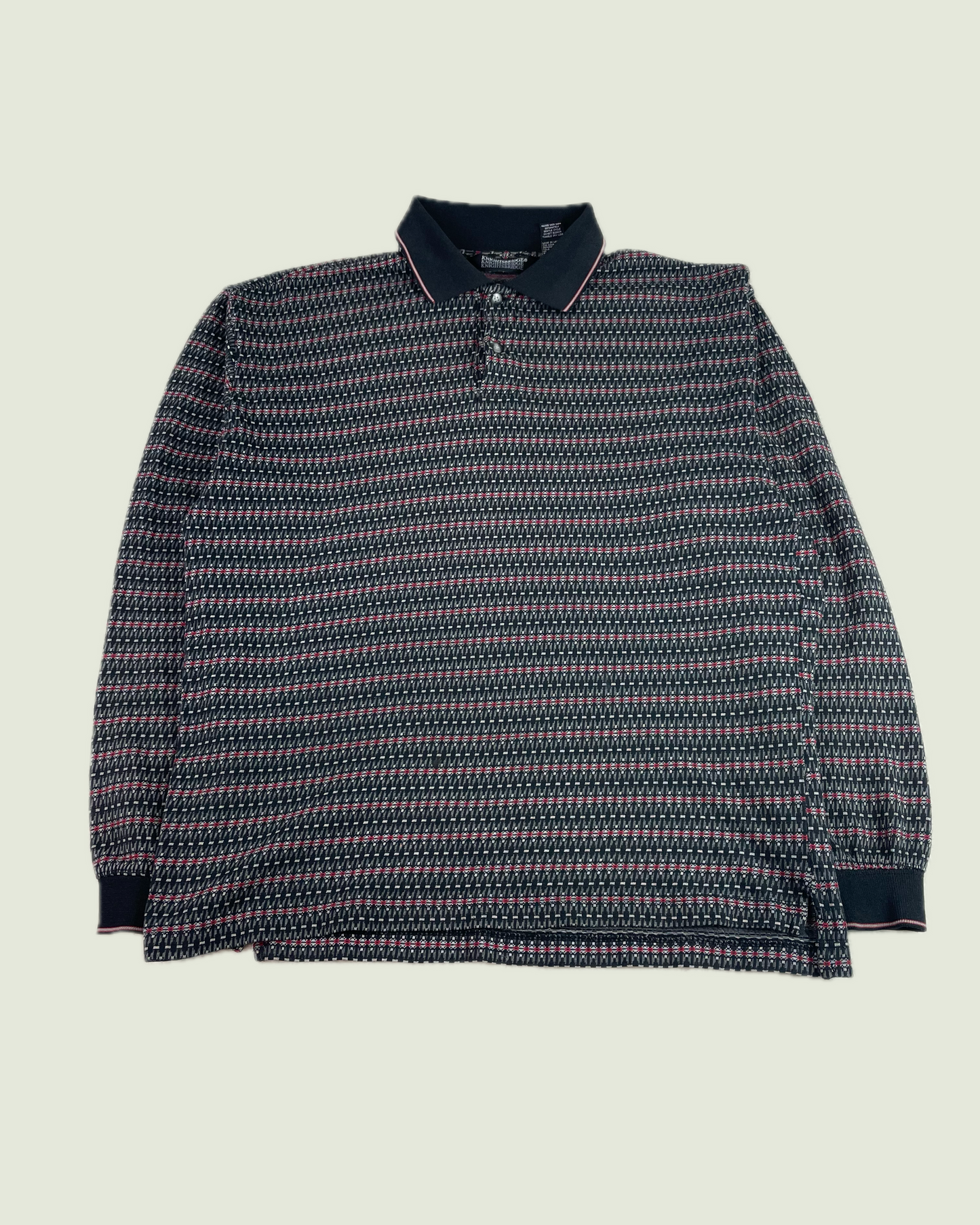 Vintage Knightsbridge Geometric Knit Polo Sweater