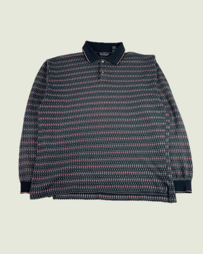 Vintage Knightsbridge Geometric Knit Polo Sweater