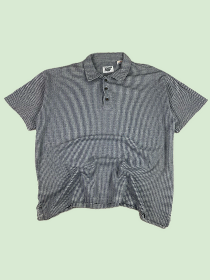 River Washed Boxy Cropped Oversize Striped Short Sleeve Polo