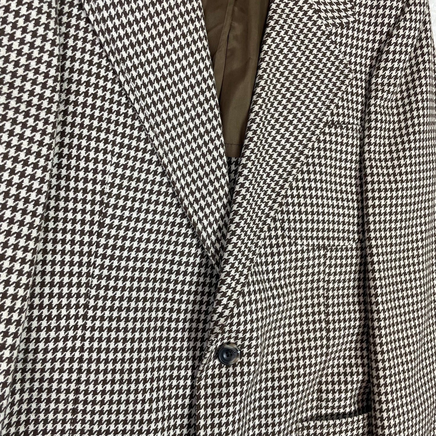 Vintage Wool Blend Brown White Houndstooth Blazer