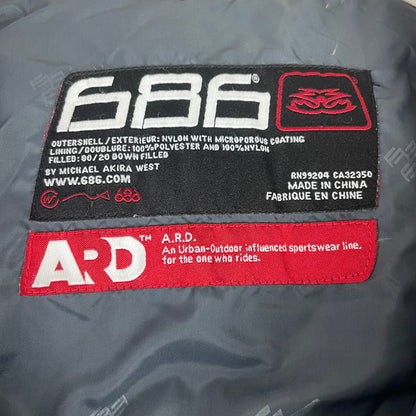 686 Men's Black All-Over Logo Print Puffer Jacket