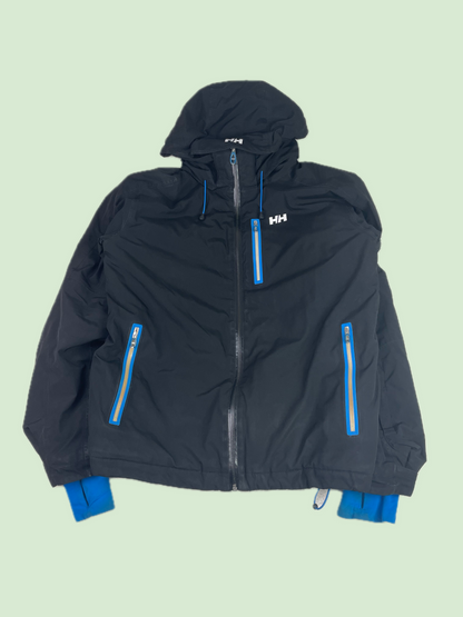 Helly Hansen Black Hooded Technical Jacket Blue Trim