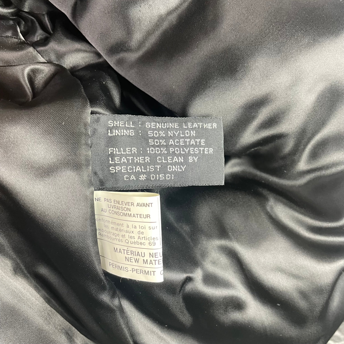 Vintage YES Black Genuine Leather Bomber Jacket L Mob Minimalist