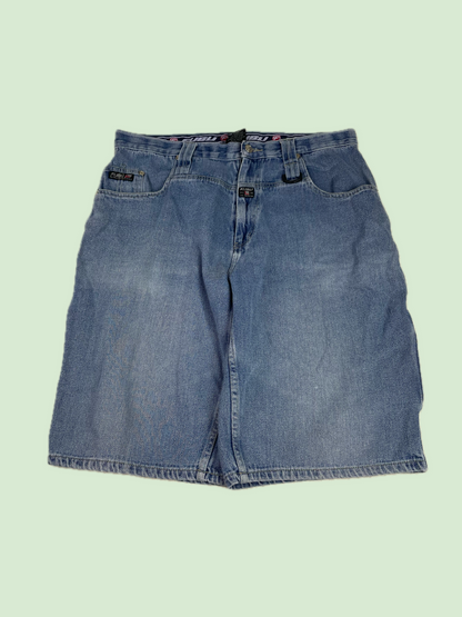 FUBU Vintage 05 Embroidered Denim Carpenter Shorts Light Wash