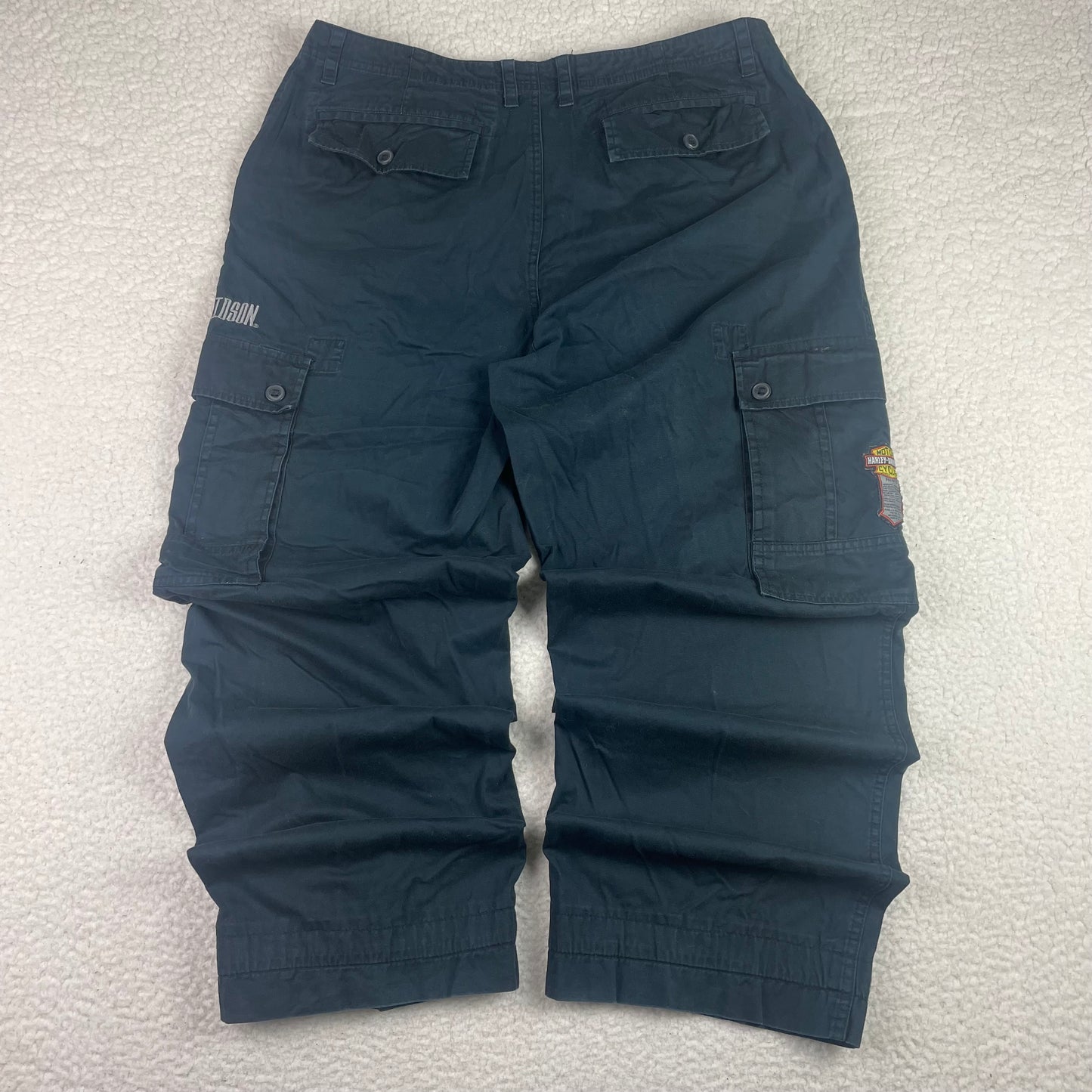 Vintage Harley Davidson Baggy Charcoal Black Cargo Pants