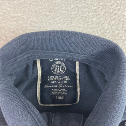Vintage Gant White Navy Blue Stripe Rugby Polo