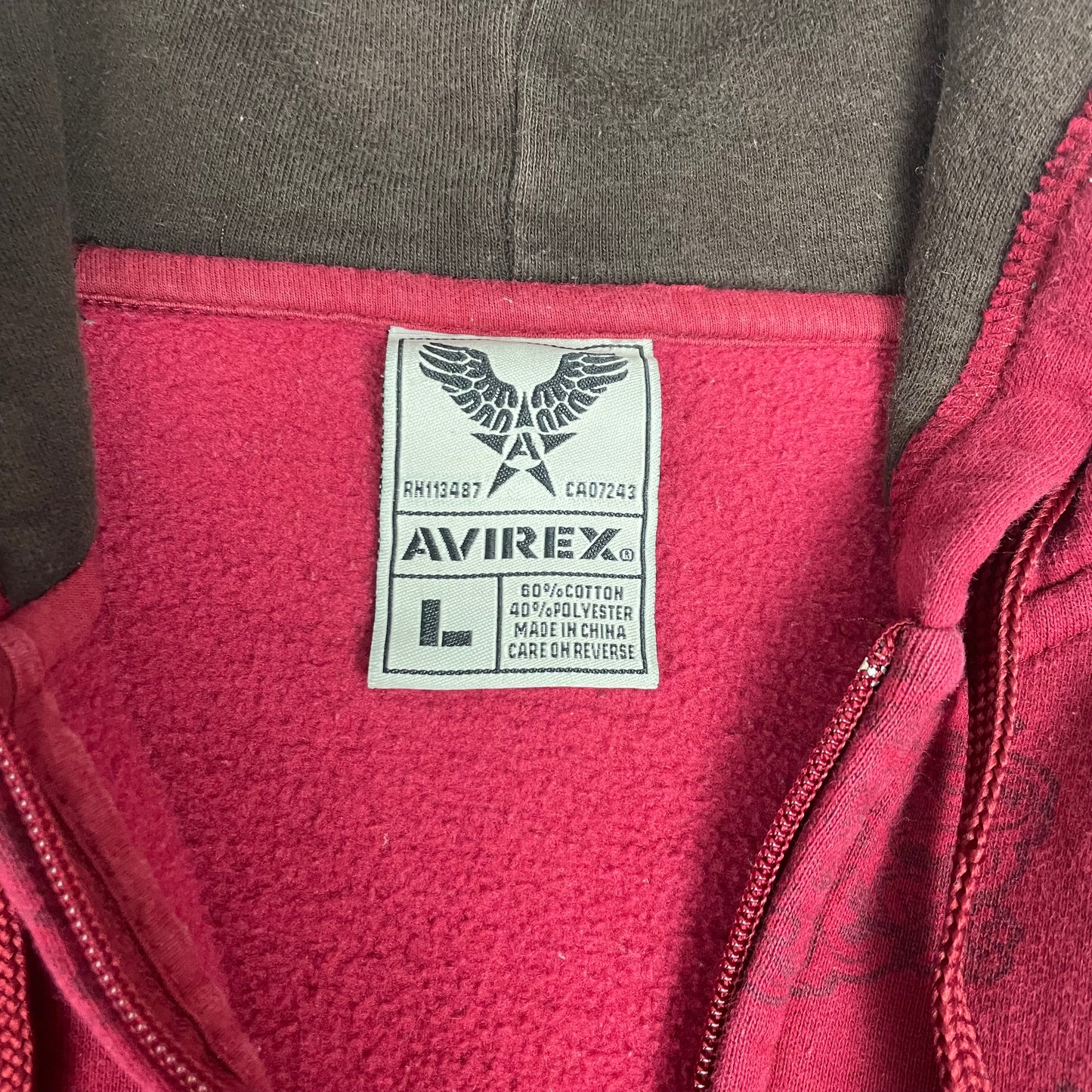 Vintage Y2K Avirex Red Zip Up Y2K Hoodie