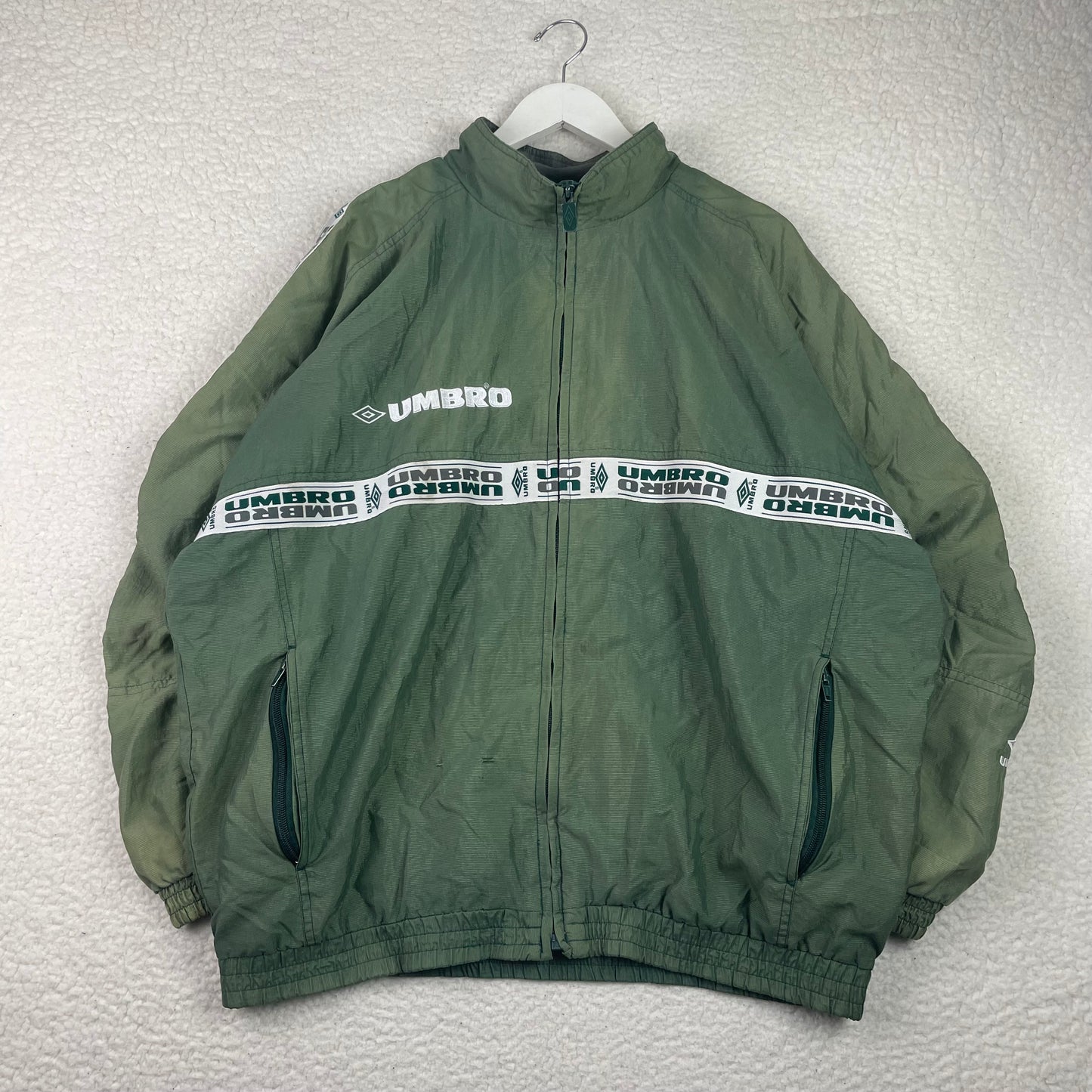 Vintage Umbro Sage Green Zip Up Windbreaker Jacket