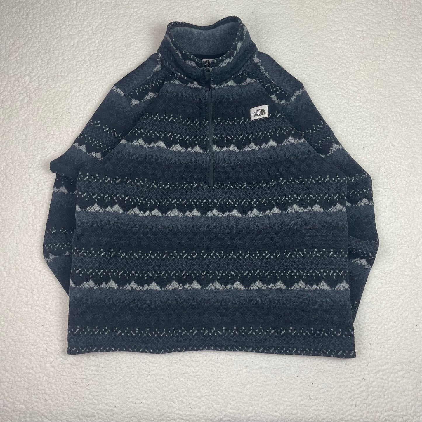 The North Face Gray Fair Isle 1/4 Zip Up Sweater