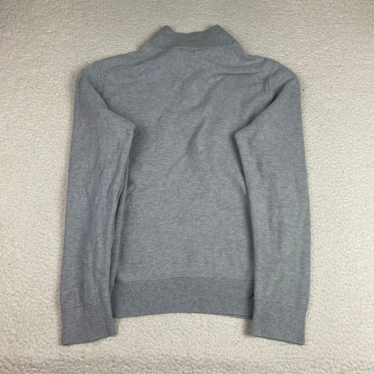 Polo Ralph Lauren Grey Textured 1/4 Zip Up Sweater L Quiet Luxury Preppy