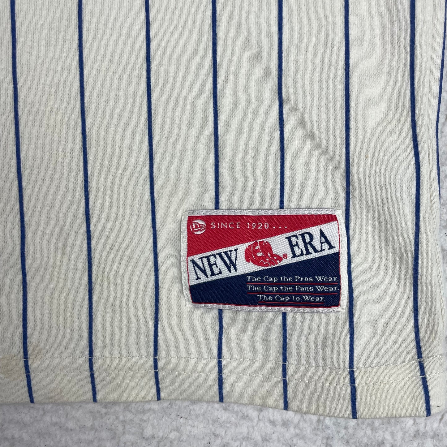 New Era Toronto Blue Jays Pinstripe T-Shirt Cream Blue