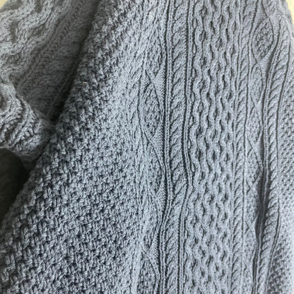 LL Bean Fisherman 3D Cable Knit Navy Blue Sweater