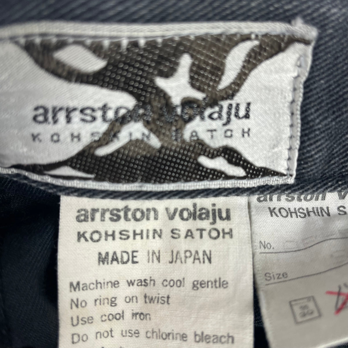 Vintage Arrston Volaju Kohshin Satoh Black Denim Barrel Jeans 28